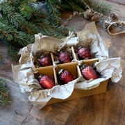 6ks zelená antik sklenená vianočná ozdoba šiška a žaluď - Ø 3,5*5,5 cm