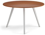 Konferenčný stôl PRIMO ZEN, priemer 120 cm, biela podnož, čerešňa