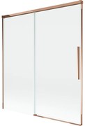 Mexen Rox, 2-krídlová posuvná vaňová zástena 150 x 150 cm, 8mm číre sklo, ružové zlato profil, 8C9-150-001-60-00