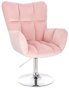 LuxuryForm DESIGN Kreslo AURORA VELUR na striebornom tanieri - svetlo ružové