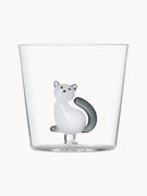 Ručne vyrobený pohár na vodu Tabby Cat