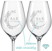Svadobné poháre na víno Lúčny veniec s kryštálmi 2 ks
