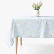 Goldea hranatý obrus 100% bavlnené plátno - harmanček na svetlo modrom 80 x 80 cm