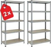 Regál 180x90x30 cm pozinkovaný 5-policový, nosnosť 875 kg - 2ks