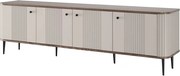 TV stolík Vespera 4D 187 cm - kašmírová / orech / čierne nožičky