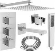 Mexen Cube DR02 podomietkový vaňový a sprchový set s hlavovou sprchou 25x25 cm (7v1), chrómová, 77503DR0225-00