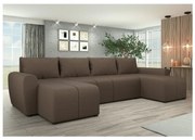 Čalúnená univerzálna rozkladacia sedacia súprava v tvare U NEWPORT hnedá