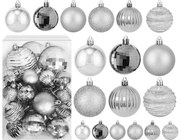 Vianočné guľky - strieborné KL-21X08 (36ks)