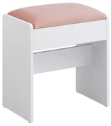 Vasagle Čalúnená taburetka/stolička VELVET ku toaletnému stolíku, 45x45x28,6cm, biela/ružová