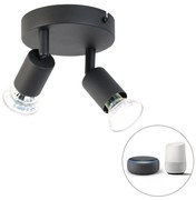 Inteligentné bodové svetlo čierne sklápateľné okrúhle vrátane 2 Wifi GU10 - Jeany