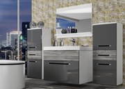 Kúpeľňový nábytok Belini šedý lesk / šedý antracit Glamour Wood + umývadlo + zrkadlo ROD PM 4/0/W/SGW/0/ZW