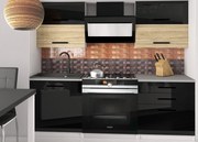 Kuchynská linka Belini 120 cm čierny lesk / dub sonoma s pracovnou doskou Eleganta2 INF ELEGANTA2/2/WT/BDSB/0/B1