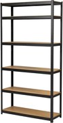 Regál 240x90x50 cm lakovaný 6-policový, nosnosť 1050 kg - čierny