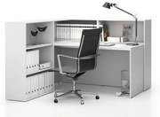 Rohová kancelárska zostava SEGMENT, ľavá, biela/biela