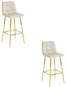 Set dvoch barových stoličiek ARCETO zamatové béžové (zlaté nohy) 2 ks