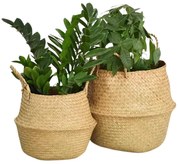 Prútený kôš s rúčkami z morskej trávy, BOHO ŠTÝL 35x45x38 cm