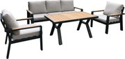 Sivá hliníková záhradná lounge súprava pre 5 Rotterdam – Rojaplast