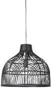 Čierne ratanové závesné svetlo Pocita - Ø 48 * 43cm