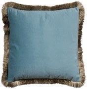 Modrý zamatový vankúš so zlatými strapcami Fringes gold - 45*45*10cm