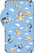 Modrá napínacia bavlnená detská plachta na jednolôžko 90x200 cm Bluey – Jerry Fabrics