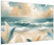 Obraz – Maľovaná pláž v jemných farbách (90x60 cm)