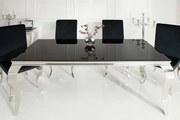 Sklenený jedálenský stôl Barock Black čierna strieborná 200cm