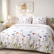 FLANELOVÉ OBLIEČKY FLANELOVE 180X200 CM, 2KS 70X80 CM KVETY