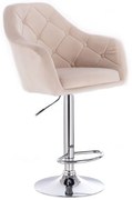LuxuryForm DESIGN Barová stolička ANDORA VELUR na striebornom tanieri - krémová