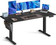 Elektricky nastaviteľný výškovo regulovateľný stôl, 160×70 cm, s 4 pamäťovými pozíciami, čierny