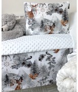 INTERMEDIC SK Set do kočíka Fairytale Forest Grey / Minky biela – obojstranný 40x30 + 75x100 cm
