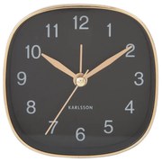 Dizajnový cestovný budík Karlsson Travel Square KA5957BK – čierny, tichý chod, 9 cm