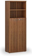 Kombinovaná kancelárska skriňa PRIMO WOOD, dvere na 4 poschodia, 800 x 420 x 2128 mm, orech