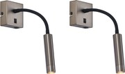 Sada 2 moderných antracitových nástenných lámp s USB-C - Gosna