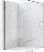 Bezrámová sprchová zástena REA FLEXI TITAN 80 cm, titán kartáčovaný/transparent - bez vaničky