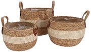3ks košík kvetináč z morskej trávy Laos - Ø30*23 / Ø26*18 / Ø23*16 cm