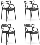 Sada 4 ks plastových stoličiek KATO čiernych