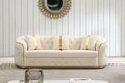 Krémová zamatová 3-sedačka ELISA 227cm