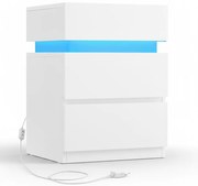 Vasagle Nočný stolík s podsvietením DAVY, 40x35x55cm, biela