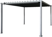 ZÁHRADNÁ PERGOLA S OCELOVOU STRECHOU 3 x 3 x 2,2 M ŠEDÁ *5122