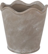 Šedý keramický obal na kvetináč s vlnitým okrajom S - Ø 13*12 cm