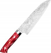Takeshi Saji Red Turquoise R2 Japonský nôž Santoku na zeleninu 63-64 Hrc 18 cm