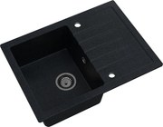 Sink Quality Titanite, kuchynský granitový drez 680x495x215 mm + čierny sifón, čierna škvrnitá-Brocade, SKQ-TIT.B.1KKO.XB
