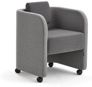 Kreslo COMFY, s kolieskami, vlnená tkanina, svetlošedá/tmavošedá