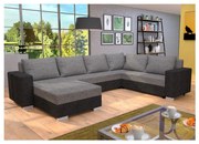 Čalúnená univerzálna rozkladacia sedacia súprava do U YORK sivá/béžová/hnedá