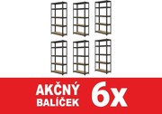 Akcia 6x Regál 180x90x40 cm lakovaný 5-policový, nosnosť 875 kg - čierny - 6ks