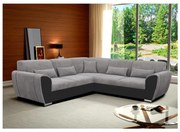 Rozkladacia rohová sedacia súprava VISEU do tvaru L s úložným priestorom, pravé prevedenie, šedá/čierna