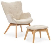 Béžové menčestrové kreslo s podnožkou Niko – Ropez