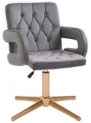 LuxuryForm DESIGN Stolička BOSTON VELUR na zlatom kríži - šedá