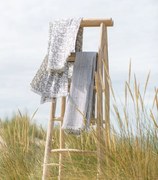 2ks čierno-biely bavlnený obrus/ pléd so strapcami Indi Zwart - 273*134*0,5cm