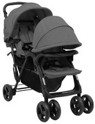 Tandemový kočík pre dvojičky sivý oceľový 10348